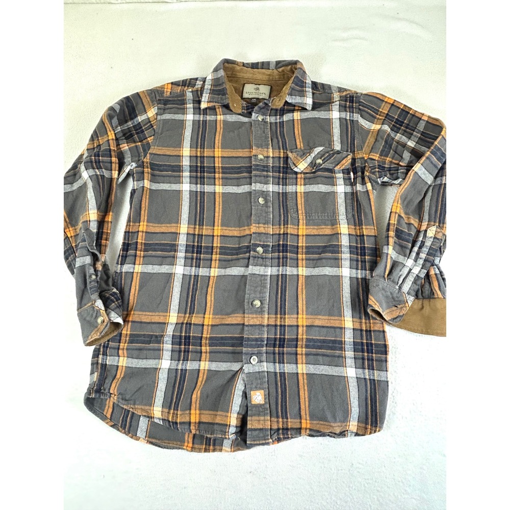 Legendary Whitetails Flannel Shirt Womens Medium Gray Orange Plaid Gorpcore